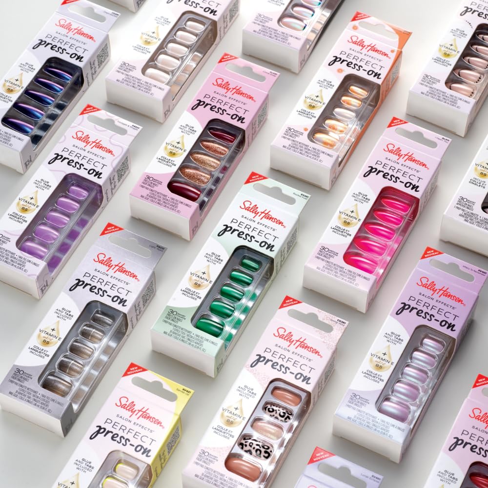 Sally Hansen Instant Cuticle Remover | Press-On Nails Kit with Glue & 30 Designs