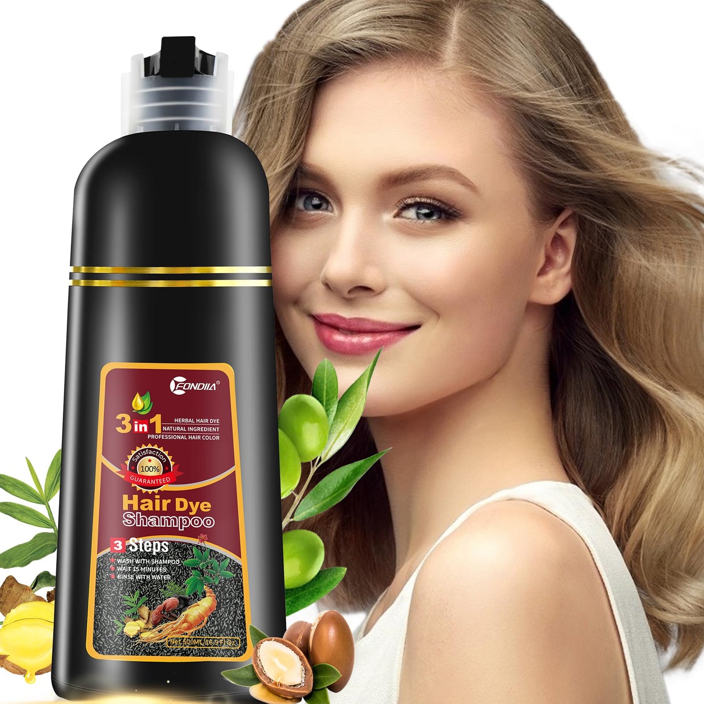 Leorx Hair Dye Shampoo, Chestnut Brown 3 In 1 Color Shampoo Instant Herbal Coloring Shampoo Refresh Hair For Women&Men - Tintes
