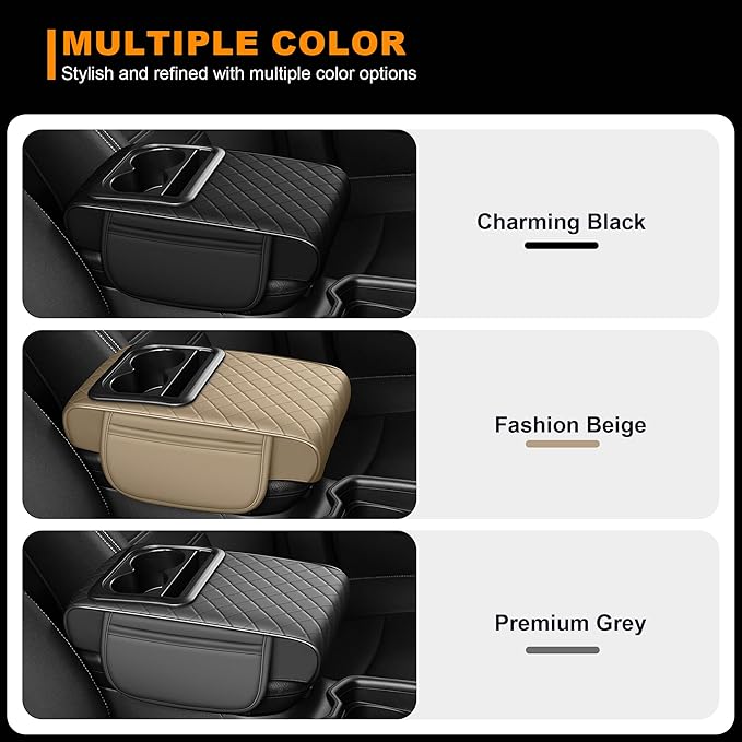 Armrest Cover for Car Fit for Jeep Gladiator - Center Console Cover with Cup Holders and 2 Storage Pockets(Black)