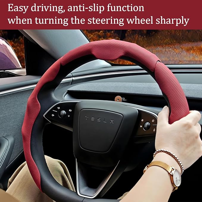 Car Steering Wheel Cover, Nappa Leather 15 Inch Snap-On 3PCS Set Vehicle Steer Wheel Wrap Protector, Non-Slip Automotive Interior Protection Accessories, Universal Fit (Black)