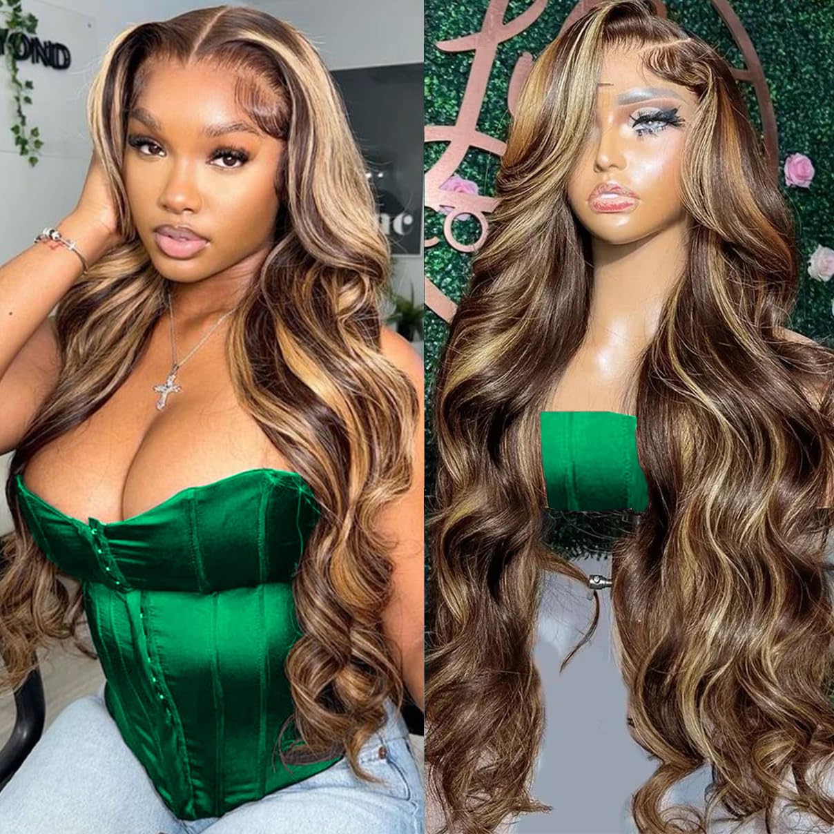 36 Inch Highlight Honey Blonde Lace Front Wig 13 6 Ombre P4/27 Highlight Colored Lace Front Wigs Human Hair Pre Plucked Bleache