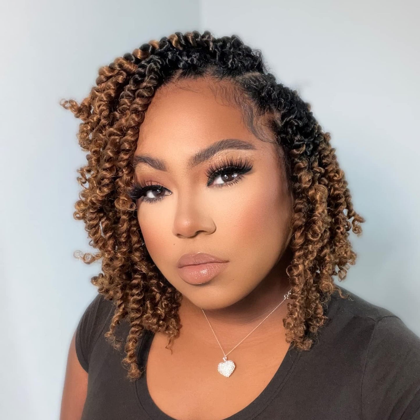 Toyotress Tiana Passion Twist Hair - 6 Inch 8 Packs Pre-Twisted Crochet Braids Ombre Brown, Short Bob Pre-Looped Synthetic Braid