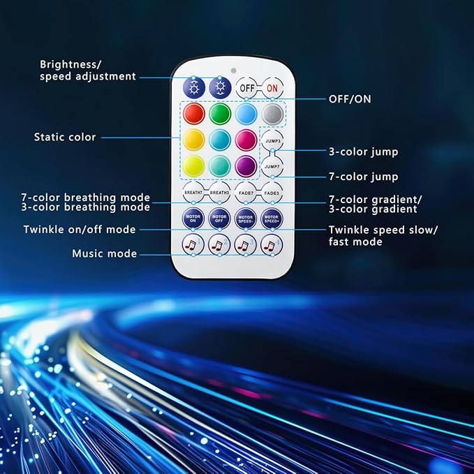 AMKI Mini 6W Starlight Headliner Kit 200pcs 0.03in 6.5ft,Twinkle+Sound Activated Fiber Optic Light 4Lamp Beam Starlight Box APP/Remote Control for Car Home Star Ceiling Decoration