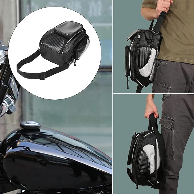 Motorcycle Tank Bag for Honda CBR300R CBR500R CBR650R, Oxford Magnetic Motorbike Bag Water-Resistant Motorcycle Gas Tank Bag with Magnets and Straps for Touring,B/Magnetic