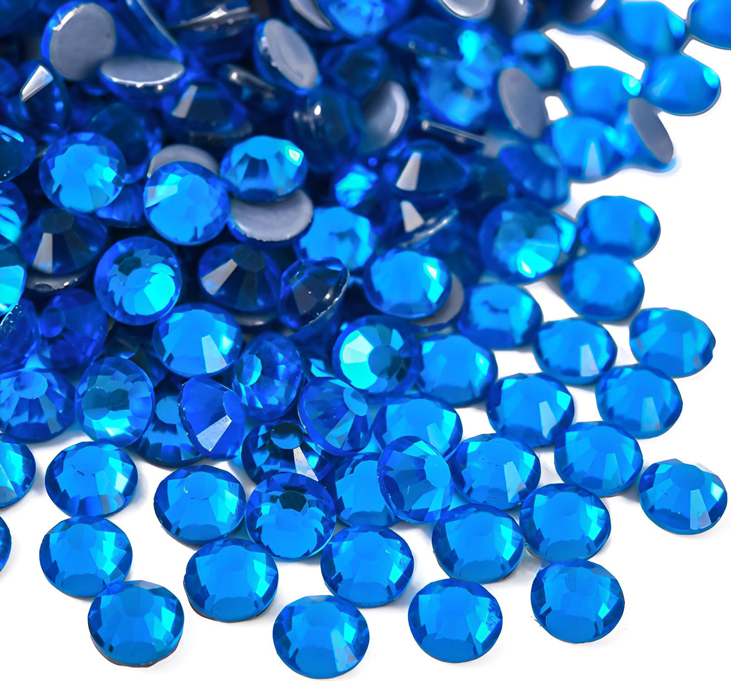 Jollin Hot Fix Crystal Flatback Rhinestones Glass Diamantes Gems 4.8Mm(20Ss 1440Pcs, Capri Blue)