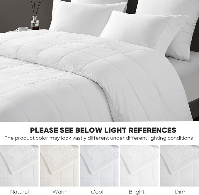 Sharper Image Jersey Knit Ultra-Soft, Cooling King Box Quilting, Microfiber Reverse, All Season & Lightweight Summer Blanket Cozy T-Shirt Handfeel, White