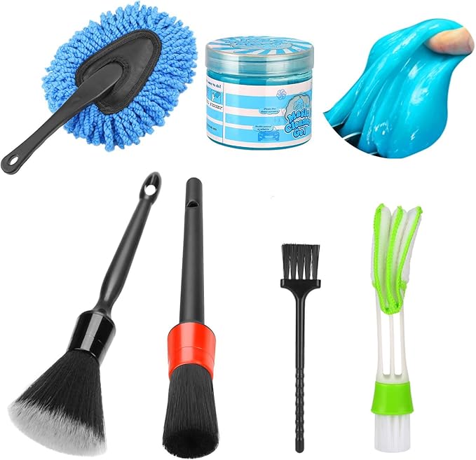 Nilight 27PCS Car Detailing Kit Auto Cleaning Tools Wash Set with Storage Carry Bag Home Use for Interior Exterior Deep Clean Polish Car Care Windshield Dashboard Seat Air Vents Wheels Tires, Red