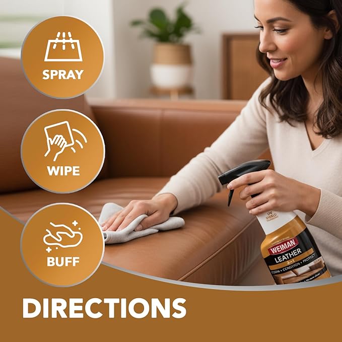 Weiman Leather Cleaner & Conditioner Care Kit | Restores Leather Surfaces | Ultra Violet Protectants Help Prevent Cracking or Fading of Leather Furniture, Car Seats, Shoes