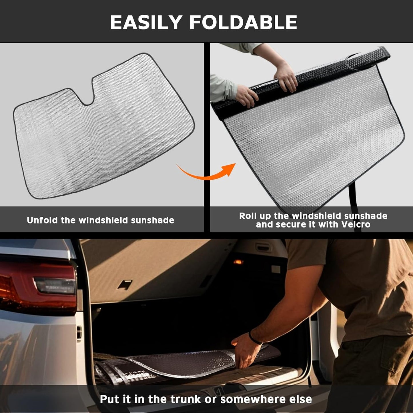 Windshield Sun Shade for Cadillac Escalade 2021-2025 - 5-Layer Bubble Foldable Front Window Shade Sun Visor Accessories - Blocks Heat & UV Rays