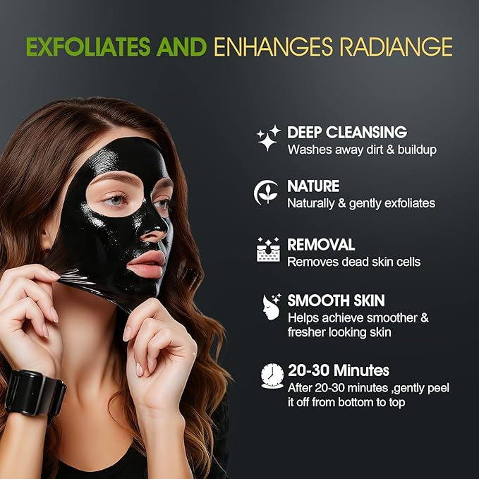 Bamboo Charcoal Blackhead Remover Mask β Peel Off Face Mask for Deep Pore Cleansing |Reduce Blackheads & Excess Oil,Refines Pores for All Skin Types(2.8 Ounce (Pack of 1), Aloe Vera)
