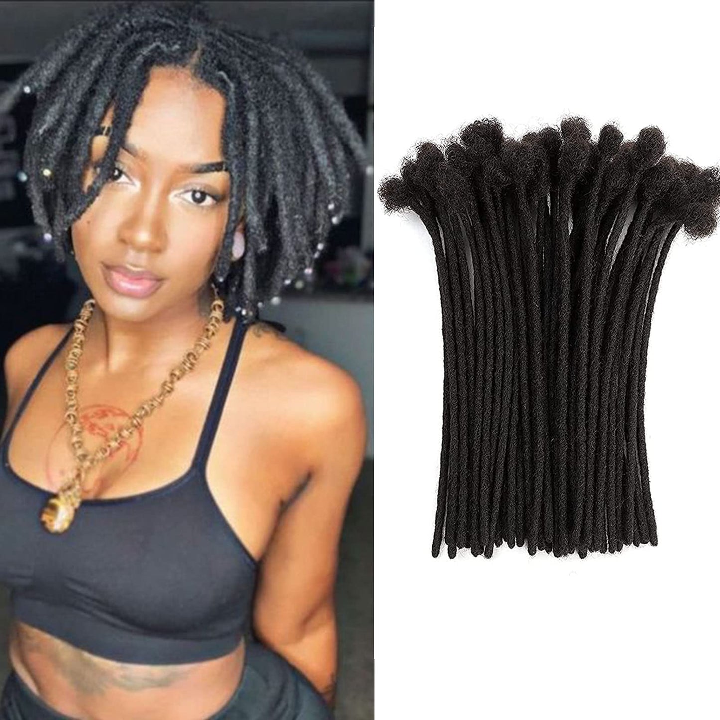 Loc Extension Human Hair 4 Inch 100 Strands 0.4Cm Width 100% Full Handmade Permanent Loc Extension Human Hair For Women/Men Can