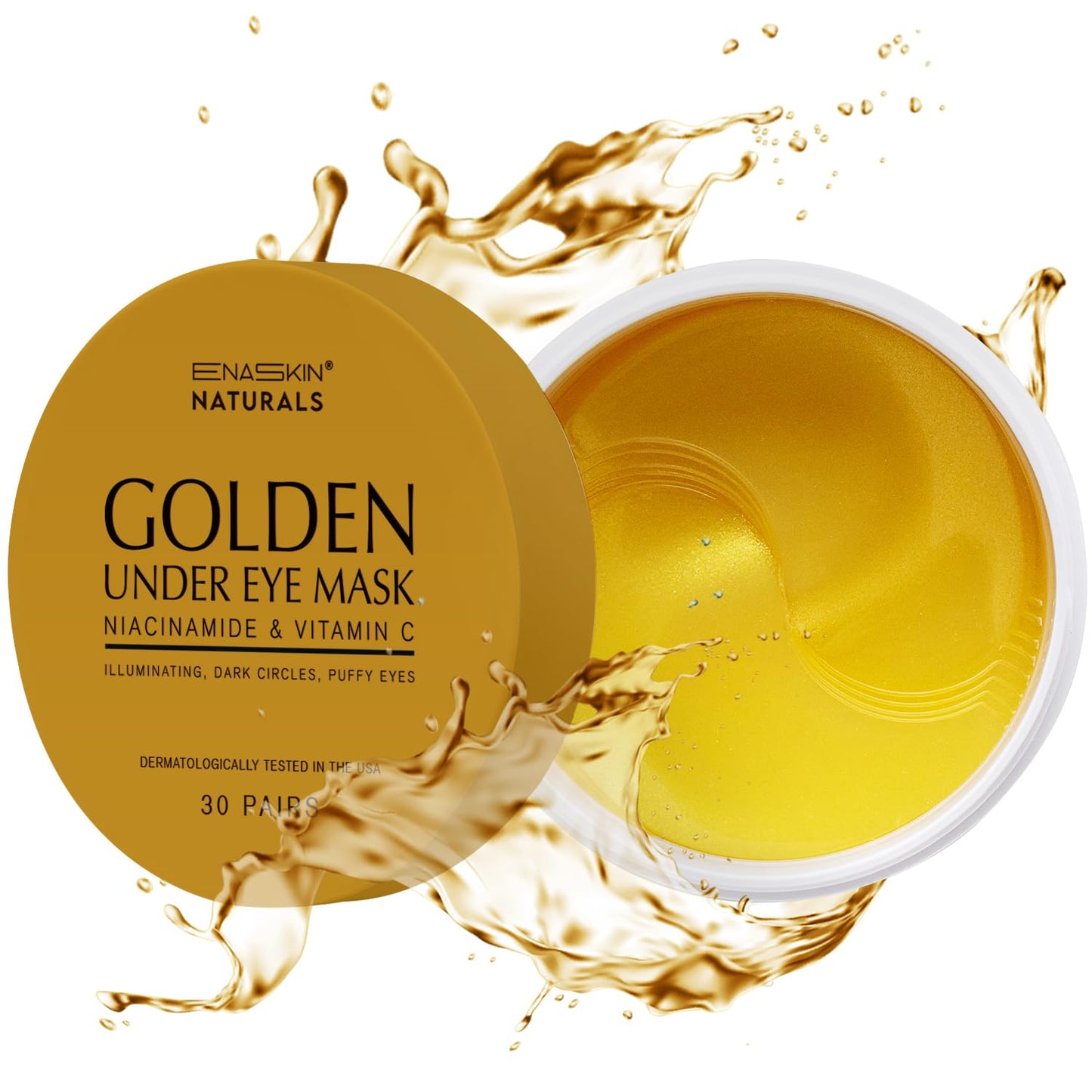 Enaskin Naturals Under Eye Patches Dark Circles Under Eye Masks For Puffiness - 24K Gold Eye Gel Pads Retinol Collagen Hyaluroni