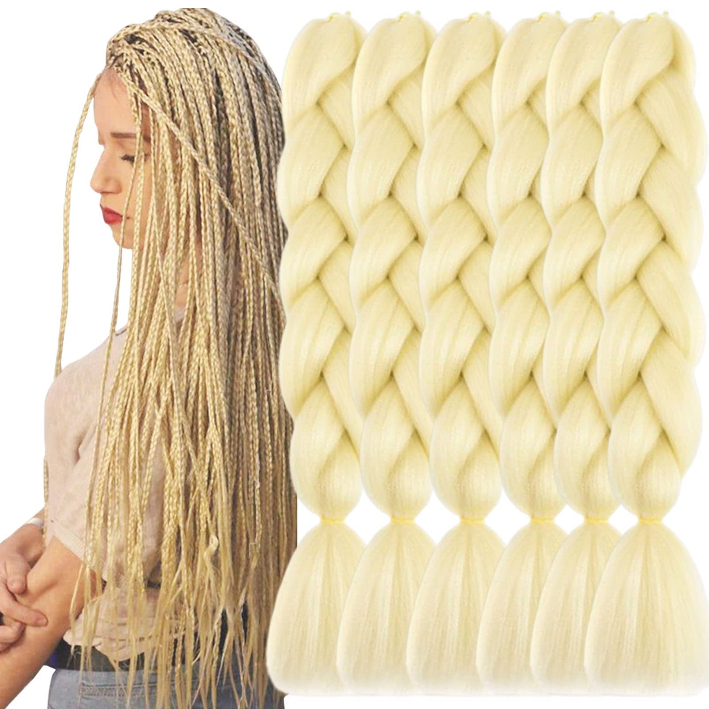 Tengshuo Fly Blcak Braiding Hair 6 Packs Synthetic Braid Hair Extensions Jumbo Braiding Hair 24 Inch Or Box Braids Twist Crochet