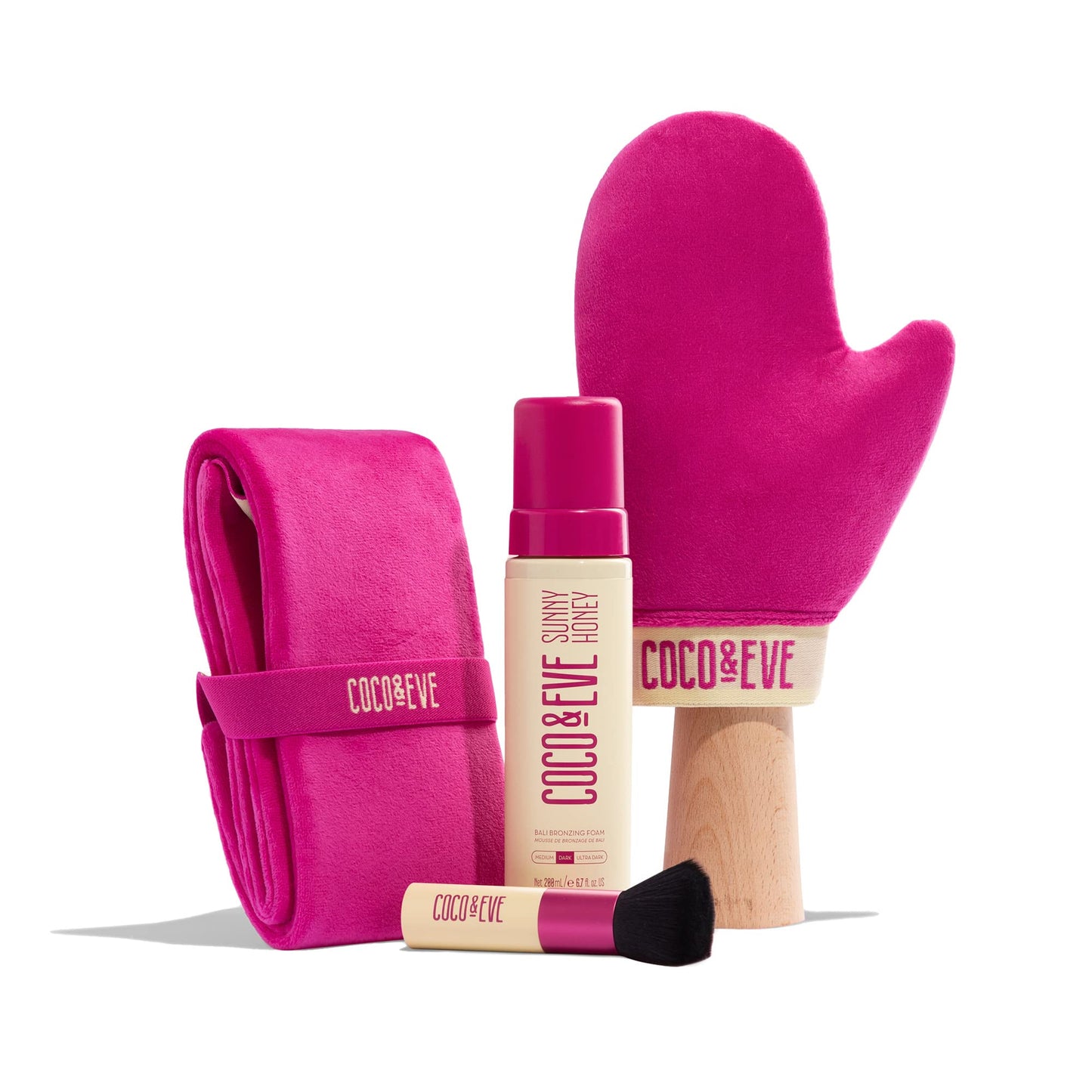 Coco & Eve Bali Bae Self Tan Set (Medium). All Natural Sunless Tanning Mousse. Instant Self Tanning Lotion With Bronzer, Mitt Ap