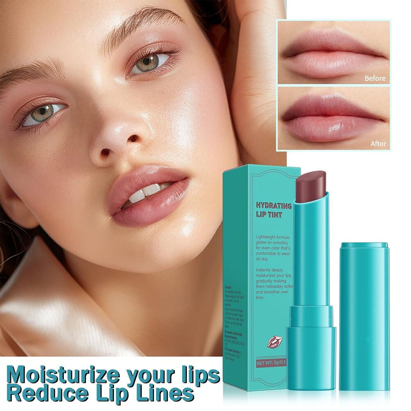 Lip Tint Hydrating, Moisturizing Lip Oil Balm, Long Lasting Waterproof Lip Gloss Non-Stick Cup Lipstick Set, Natural Ingredients Strong Moisturizing Lipstick (Peach Coral)