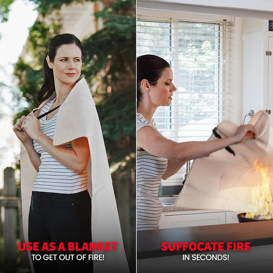 Prepared Hero Emergency Fire Blanket - 2 Pack - Fire Suppression Blanket for Kitchen, 40β x 40β, for Home, Fiberglass Fire Blanket.