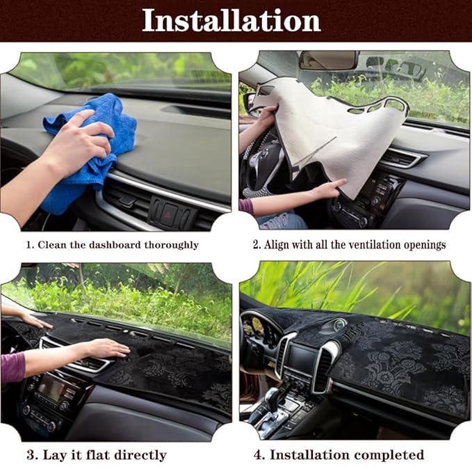 Dashboard Cover for Ford Escape 2013-2019,Anti-Glare Sun Shield,Non-Slip Custom Fit Dash Mat,Interior Protector,French Velvet