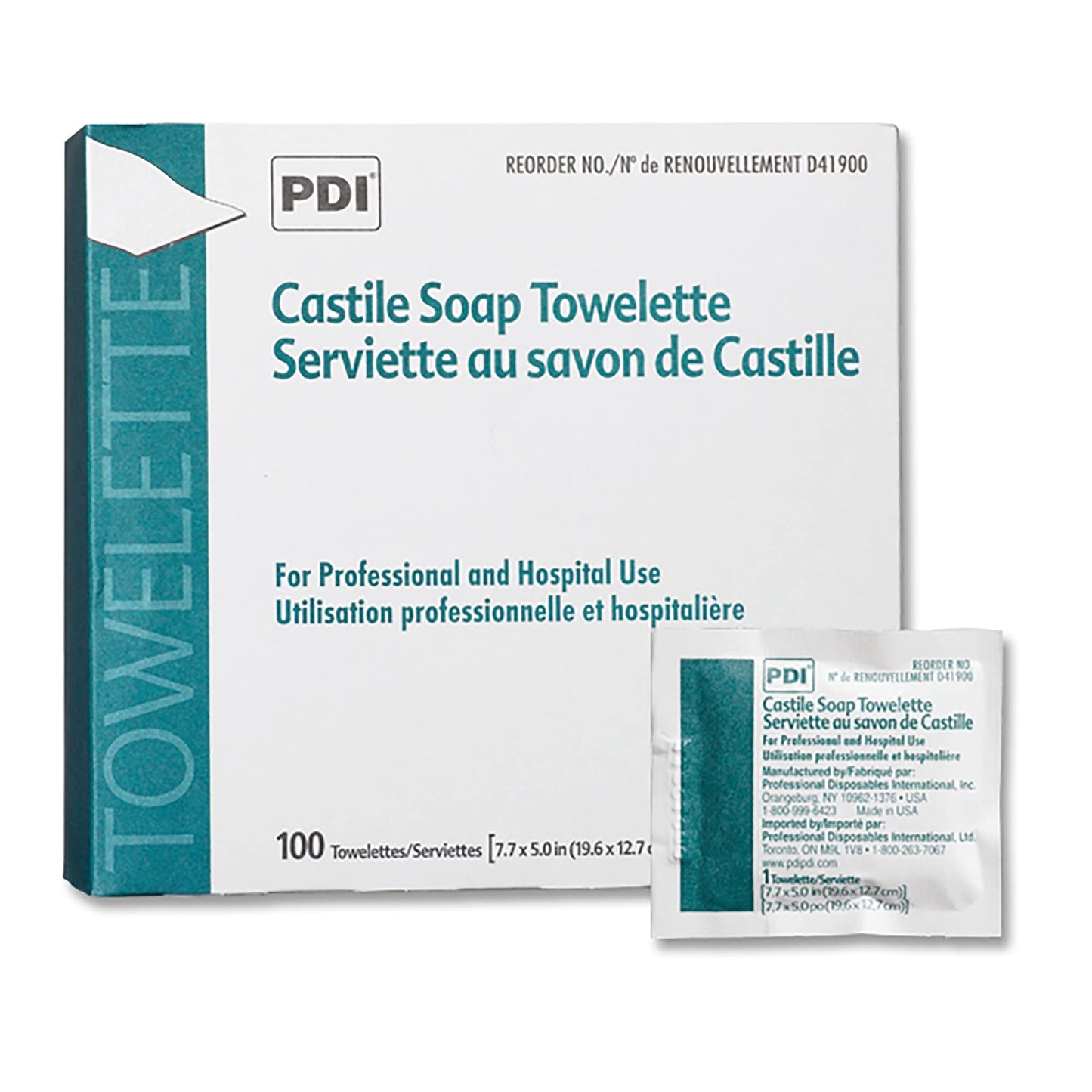 Pdi Castile Soap Towelette - Premoistened Facial Cleansing Wipe With Coconut Oil, Great For Travel - Individual Packet, 7.7 In.