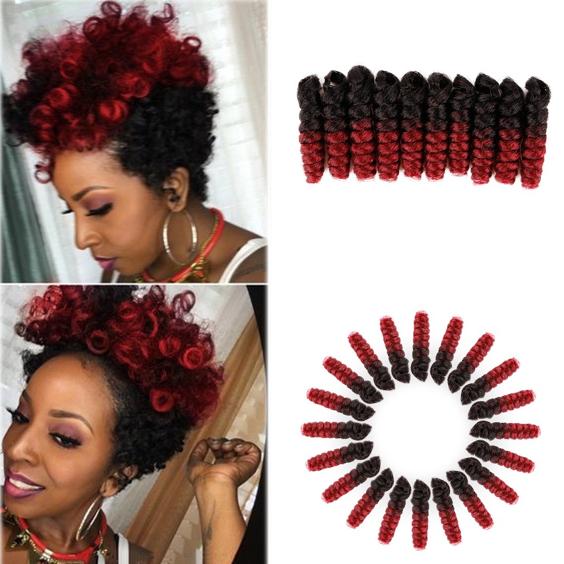 Phocas 5Packs 10'' Toin Curl Short Crochet Hair Carrie Curl Crochet Braids For Black Women Natural Black To Bug