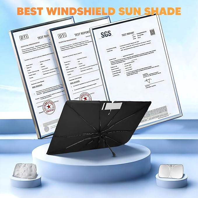 KUST Custom Fit Windshield Sun Shade Umbrella for Honda Civic 2016-2021 | Foldable Sunshade with Bendable Handle | Blocks Heat & UV Scratch Resistant Keep Cool Sunshield