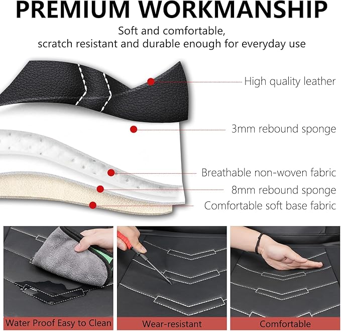 Car Seat Cover for Ford Explorer 2000-2025, Waterproof Durable Compatible Airbag, Premium Leather Seat Protector(5 Seats Luxury,Black White)