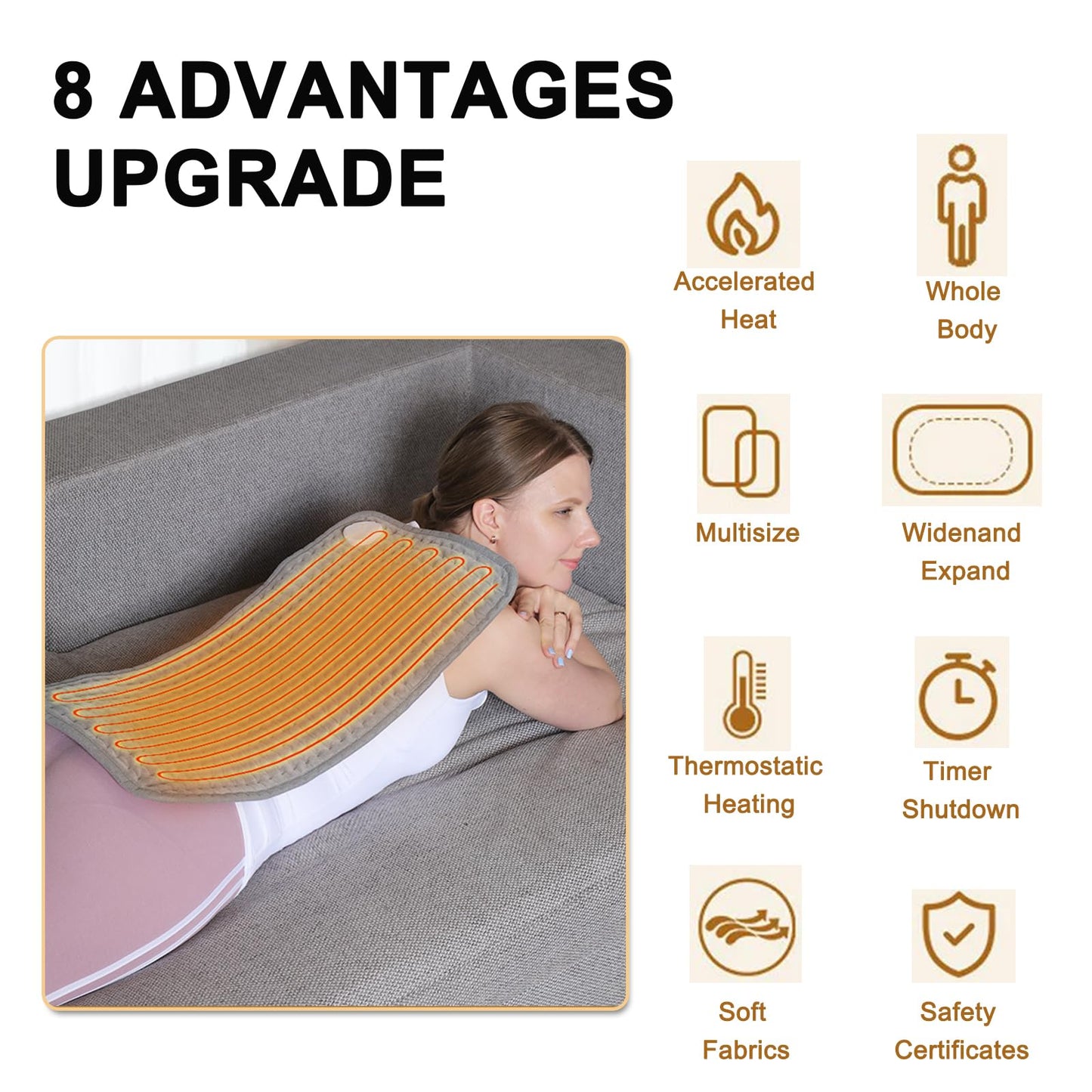Large Heating Pad,TOPSOSO 20"x40" Extra Large Heating Pad for Back Pain Relief Electric Heating for Period Cramps Shoulders Pain Relief Moist/Dry Heat 10 Heat Setting Auto Shut Off Gift for Women Men