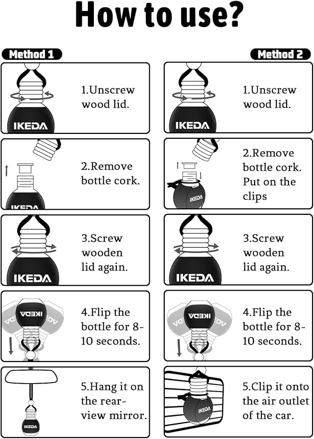 Ikeda Car Air Freshener: Hanging Car Smell Air Freshener | 10ml Hanging Car Perfume | Long Lasting Fragrance | Strong Scents Diffuser for Auto Home (Coconut)