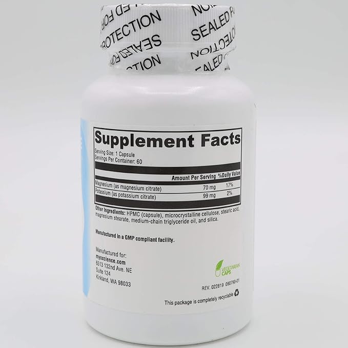 DIY Electrolyte | 99 mg Potassium and 50 mg Magnesium Citrate Per Cap in Bioavailable Forms