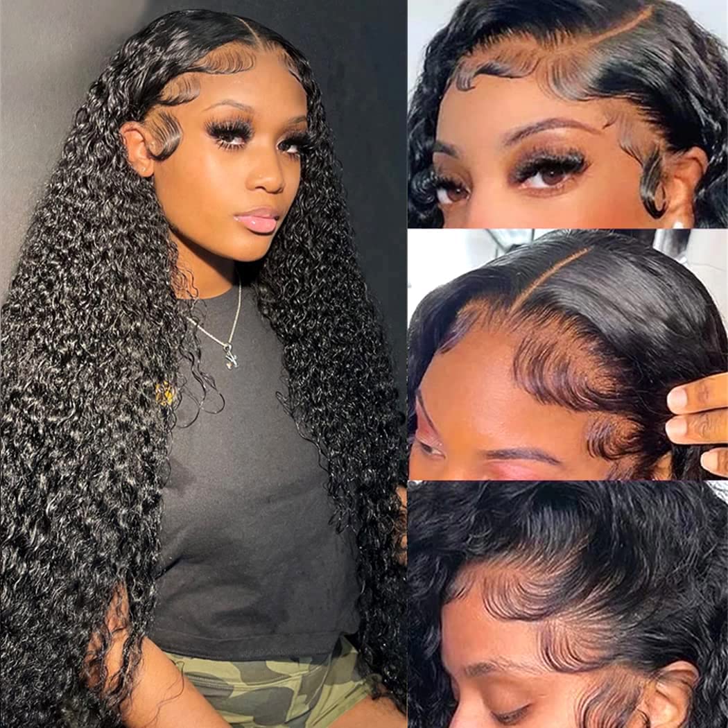 Curly 13X4 Hd Lace Front Wigs Human Hair 24Inch 180 Density Deep Wave Lace Frontal Wigs Human Hair Pre Plucked With Baby Hair Br