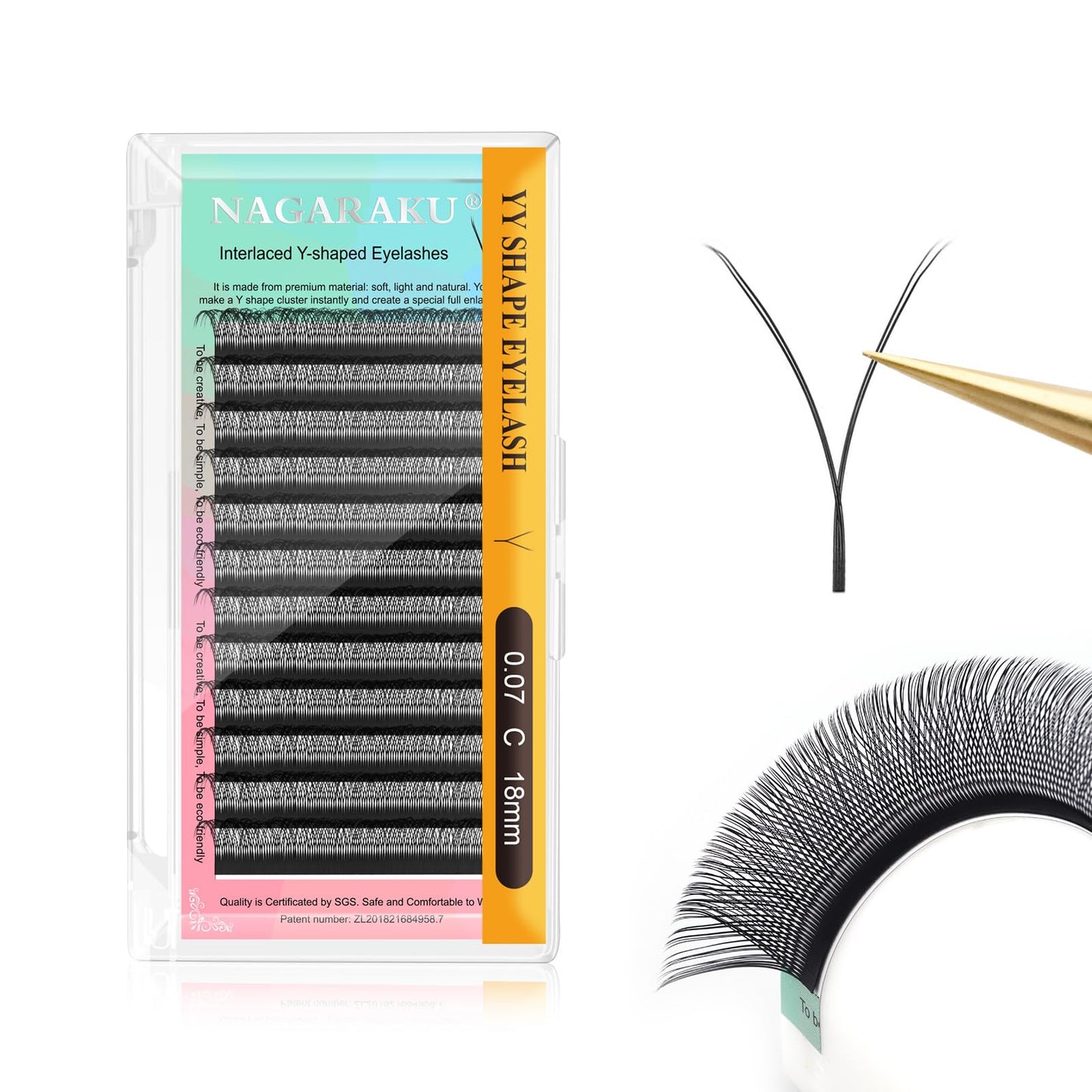 Nagaraku Yy Eyelash Extensions Supplies Y Lash 0.07Mm C Curl 18Mm Premade Fans 4D Russian Volume Y Shape Faux Mink Matte 12 Rows