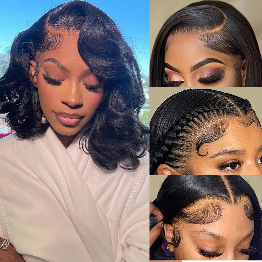 Srakuw 13X4 Bob Wig Human Hair Lace Front Wigs For Black Women Pre Plucked 180% Density Glueless Wigs Human Hair Loose Body Wave
