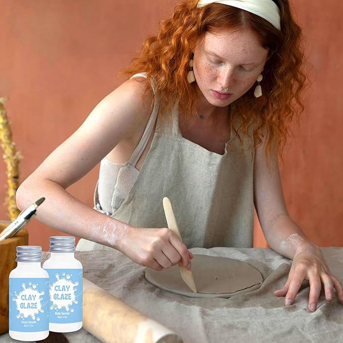 50ml Air Dry Clay Varnish,Air Dry Clay Sealant for Airdry Clay,Air Dry Clay Glaze Can Not Only Used to Prevent Clay Cracking, Scratches, and Wear,It Can Also Having a Matte Glaze Effect (Matte)