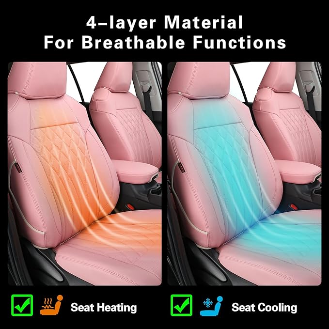 EKR Rav4 Seat Covers Custom Fit for Toyota Rav4 XLE,Platinum,Limited 2013-2018 & SE 2016-2018, Leather Pink Seat Cover Full Set for Women,Faux Leather(Pink)