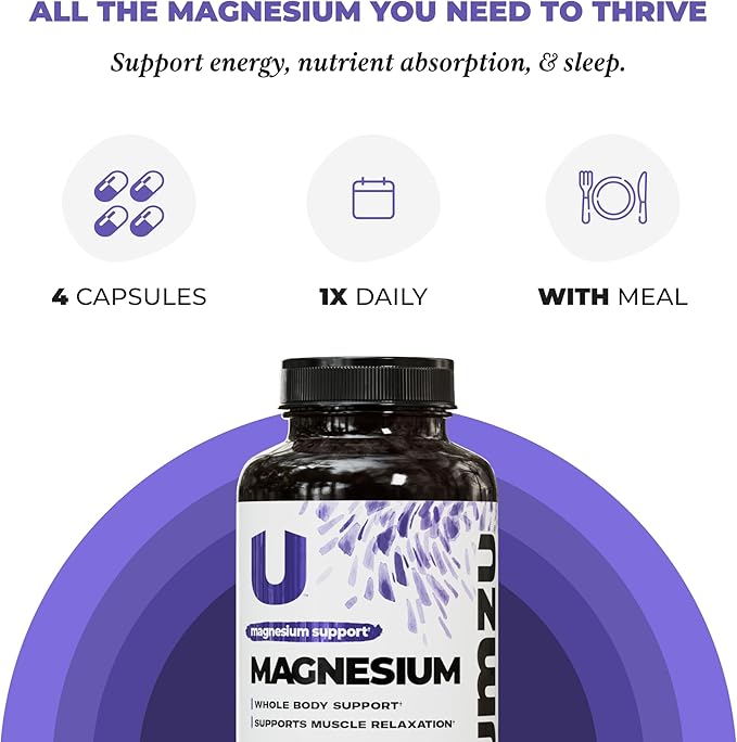 UMZU Daily Magnesium | Potent Bioavailable Magnesium Complex for Healthy Metabolism, Sustained Energy, Exercise Performance & Sleep Support (30 Day Supply | 120 Capsules)