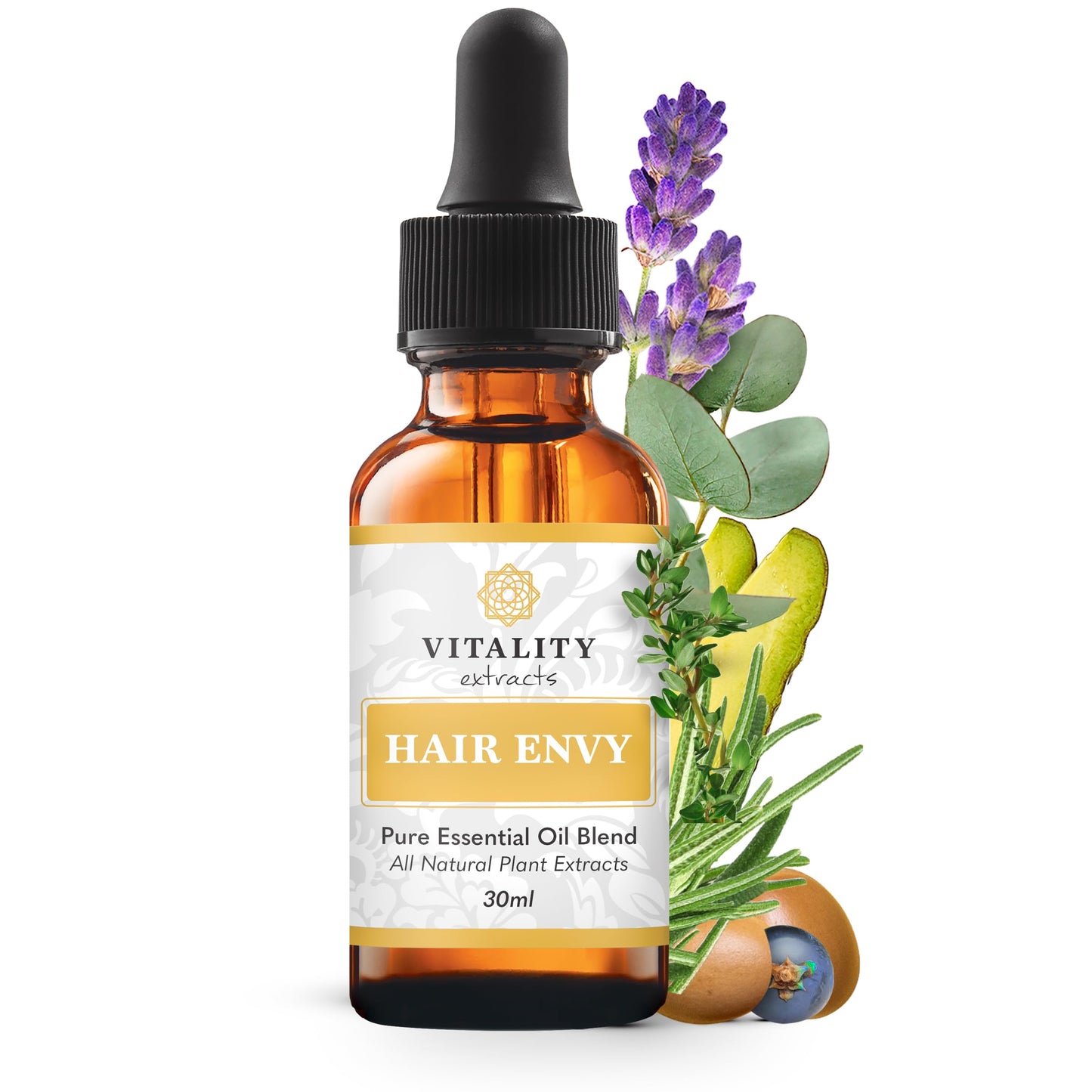Vitality Extracts Hair Envy - Natural Hair Growth Serum - 100% Pure Essential Oils, 15 Plant Extracts, No Synthetics, No Paraben