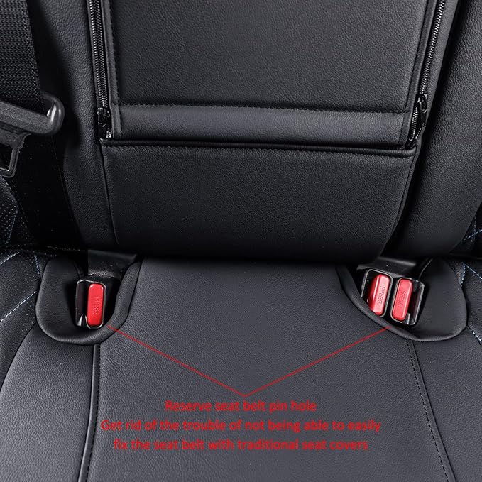 EKR Rav4 Seat Covers Custom Fit for Toyota Rav4 (Hybrid) Woodland/Limited 2026, Leather Car Seat Cover Full Set for SUV,Faux Leather(Black with Blue Piping)