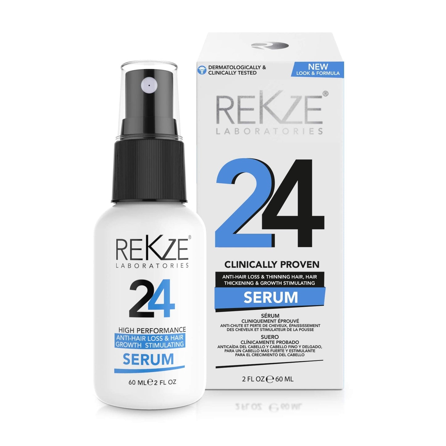 REKZE 24 Serum for Hair Regrowth - Clinically Proven 5% Procapil Formula, Advanced Thickening Treatment for Men & Women, DHT Blo