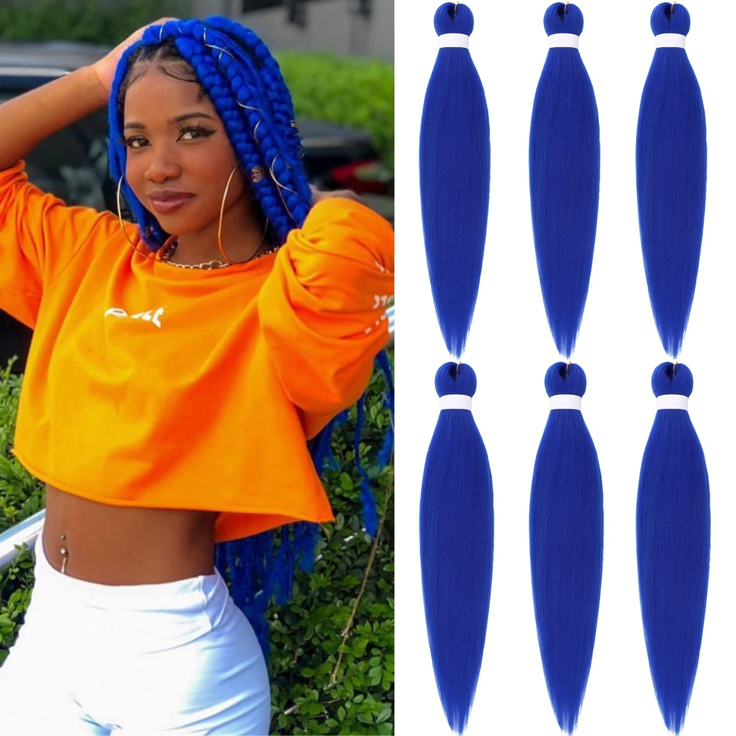Gozill Braiding Hair Pre Stretched Blue Prestretched Kanekalon Braiding Hair Ez Braid Colored Braiding Hair Extensions