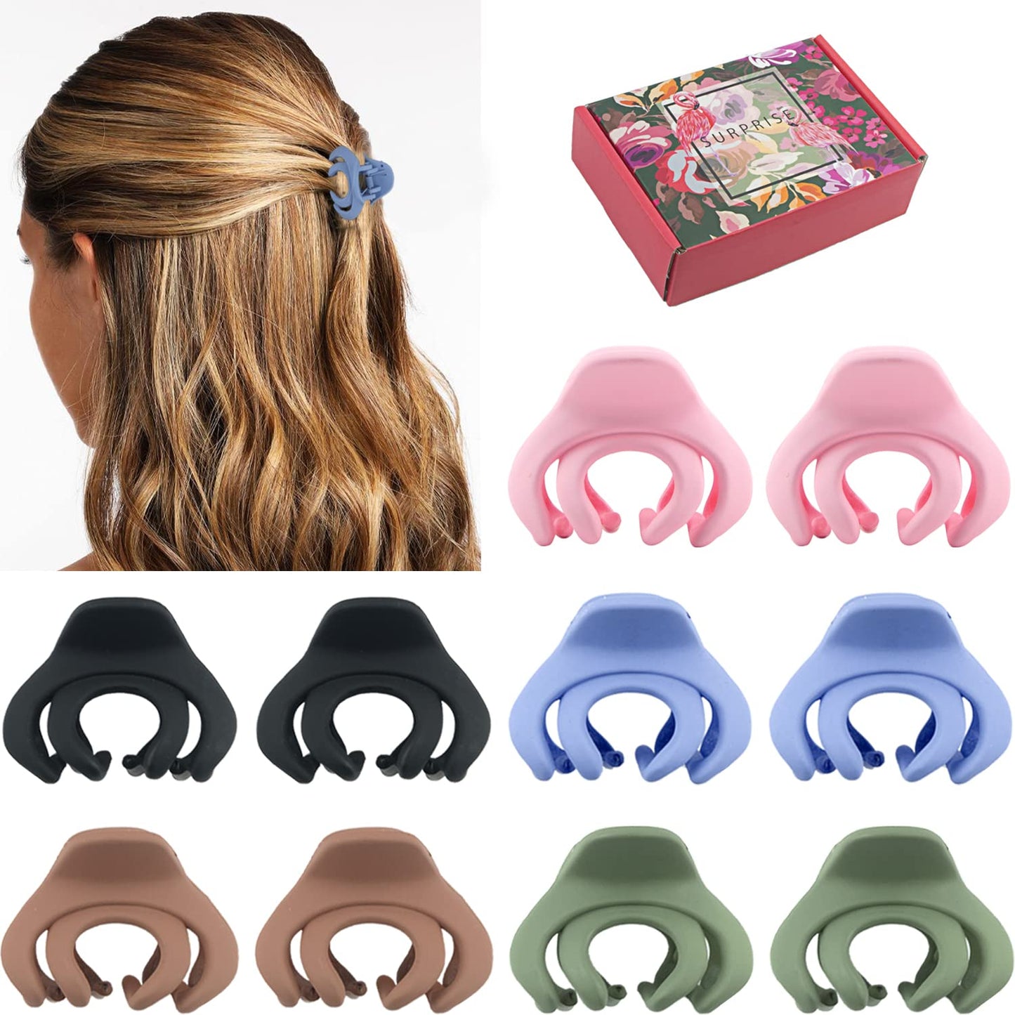 Maorulu Hair Clips For Women Girls Kids, 1.5 Inch Mini Hair Jaw Clips, 5 Colors, Pack Of 10, With Gift Box