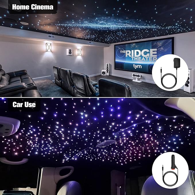 CHINLY Starlight Headliner Kit,550pcs*0.03in*13.1ft Star Light Headliner Kit,Twinkle Star Lights for Car,RGBW+APP+Remote Fiber Optic Lights Star Headliner Kit,Car Star Lights for Ceiling Car,Theater