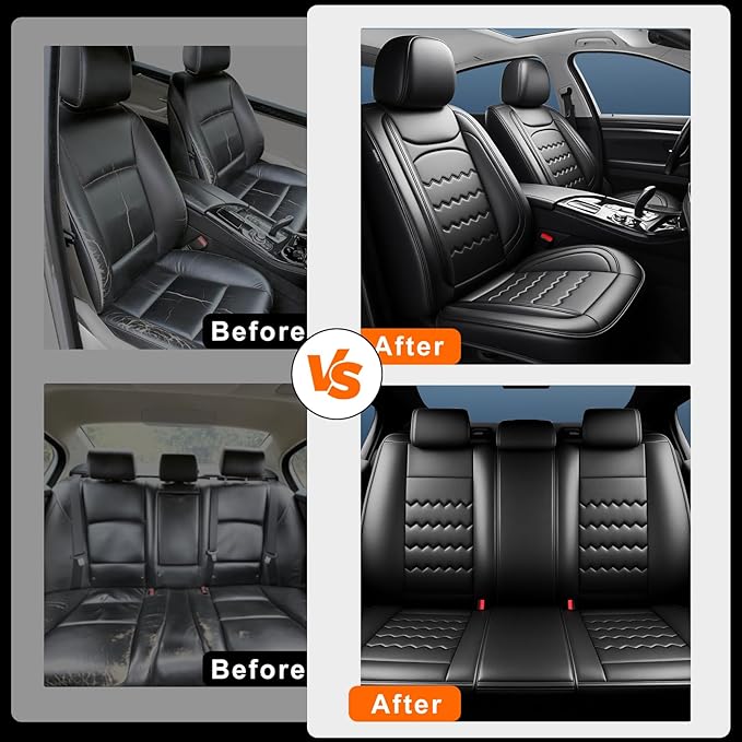 CX-3 Car Seat Covers Custom Fit for Mazda CX-3 2016-2021, Full Coverage Premium Leather Waterproof Breathable Seat Covers, Automotive Seat Protectors, Airbag Compatible(Full Set Seats, Black)