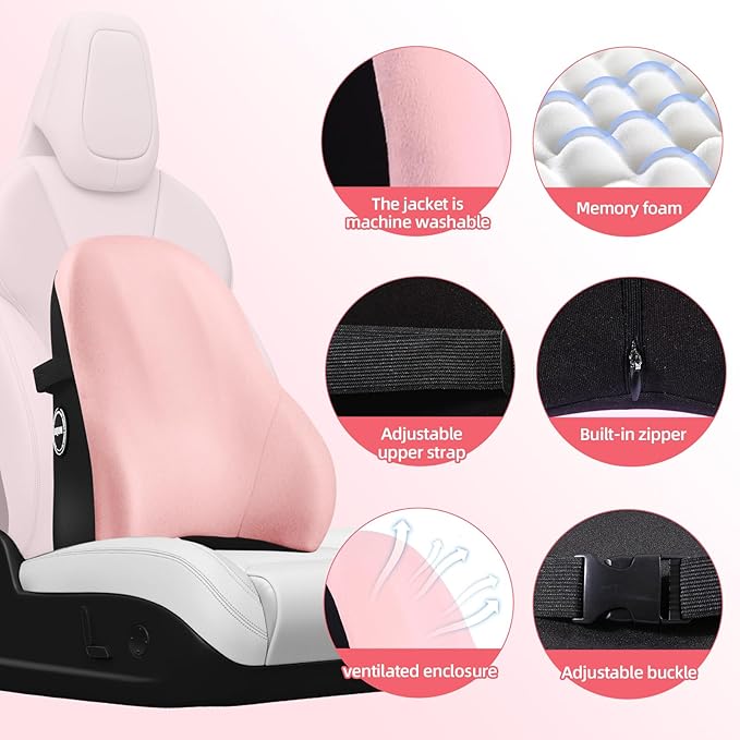 LIQUN Memory Foam Seat Waist Pillow, for Office Chair, Car, Game Chair Lower Back Pain Relief and Improve Posture Lumbar Support Pillow, (Grey)