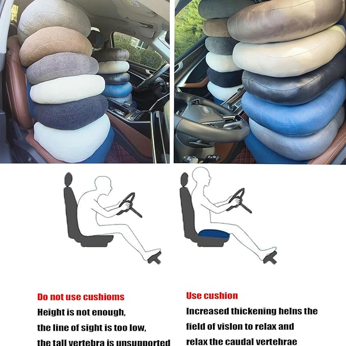 Super Thicken Car Seat Cushion for Adults-Car Booster Seat for Short Drivers-Increase The Field of View by 12cm/4.7in,Plush shell, breathable,with handle,easy to carry,for Cars,Office,Home(Light Gray)
