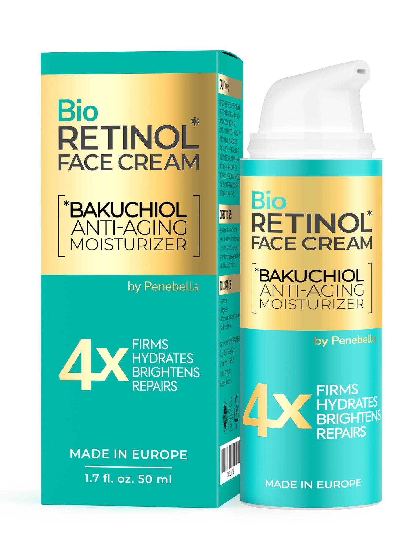 PENEBELLA Bakuchiol Face Moisturizer - Anti-aging Retinol Alternative - Moisturizing & Hydrating Booster - Wrinkle Cream for Fac