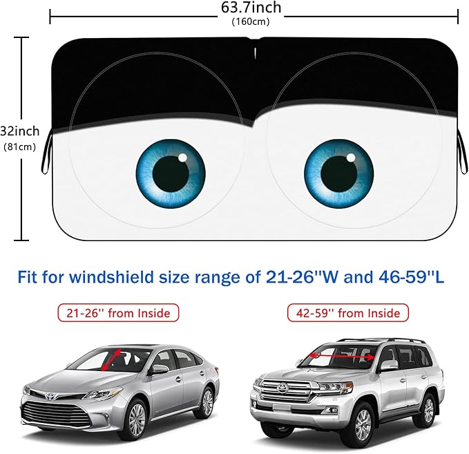 eygeufg Windshield Shade, Car Sun Shade for Front Windshield(Eyes-Black,Large)