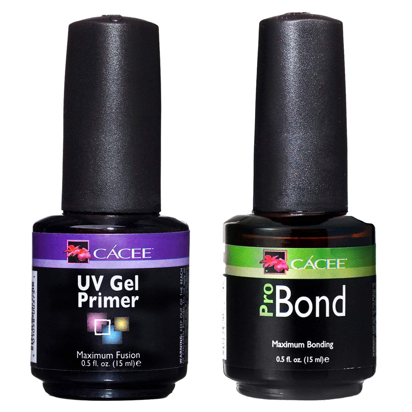 Cacee Nail Primer Duo Set For Acrylic Nails, Uv Gel Primer & Pro Bond 0.5 Oz, Low Odor, Polish For Uv/Led, Use Color Gel Polish