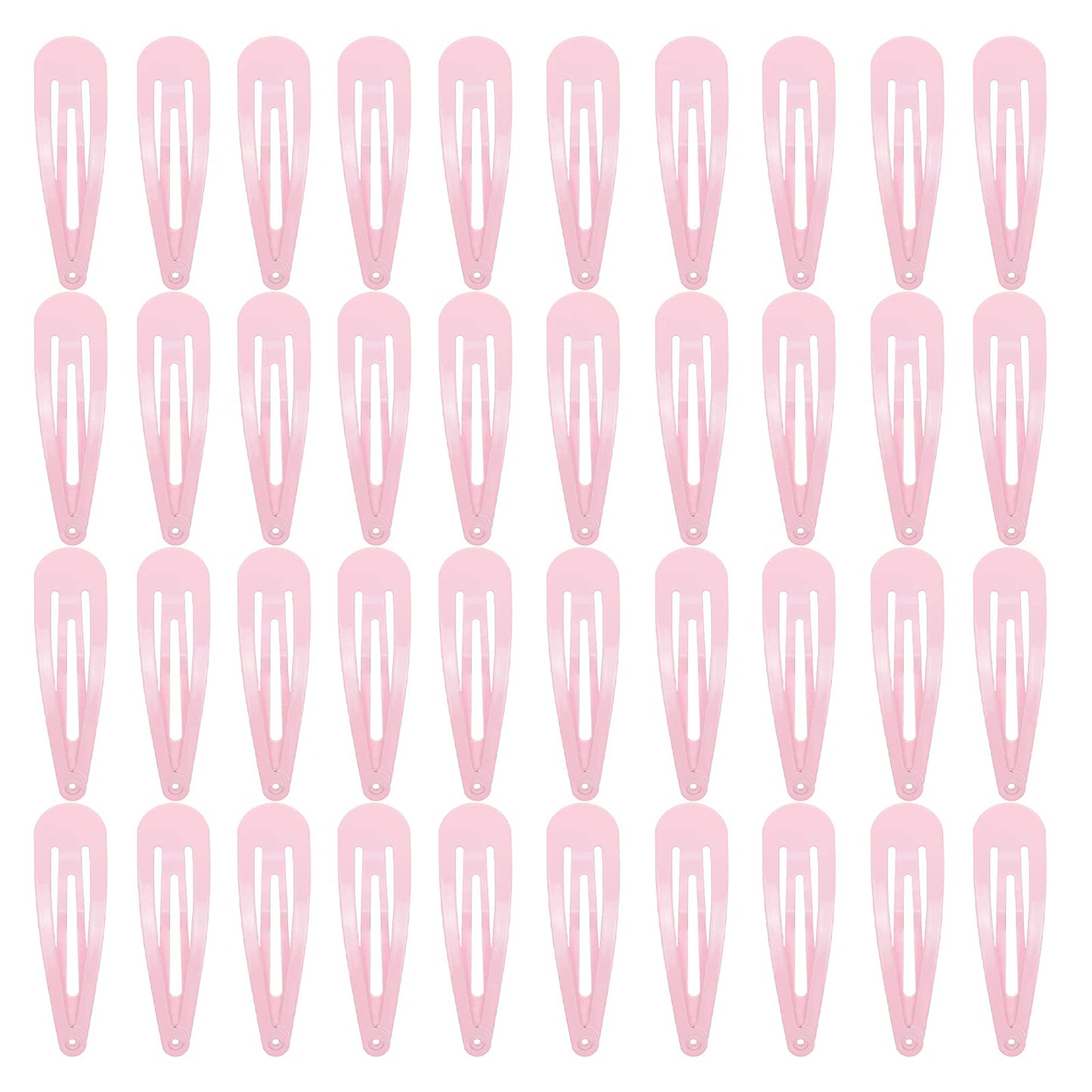 40 Counts Pink Color Metal Snap Hair Clips 2 Inch Barrettes For Women Accessories