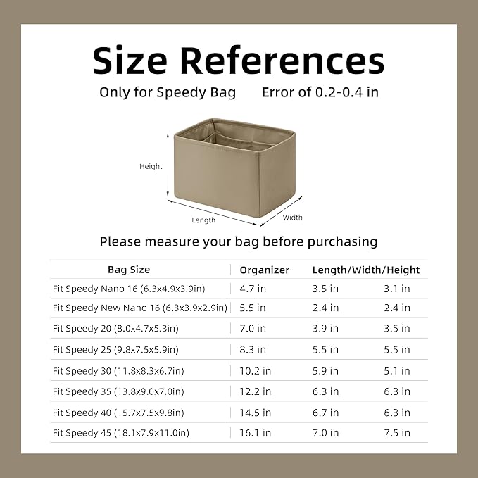 DGAZ Silk Purse Organizer Insert Fits LV Speedy 16/20/25/30/35/45 bags,Silky Smooth Bag Organizer,Luxury Handbag & Tote Shaper(Etoupe grey,SP45)