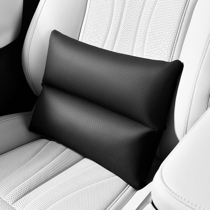 Car Lumbar Support Reversible Design Fixes Waist Gap Improves Driving Comfort Double-Sided Perforated enhances air Circulation Durable maintains Shape Long Lasting use 1P(Black)