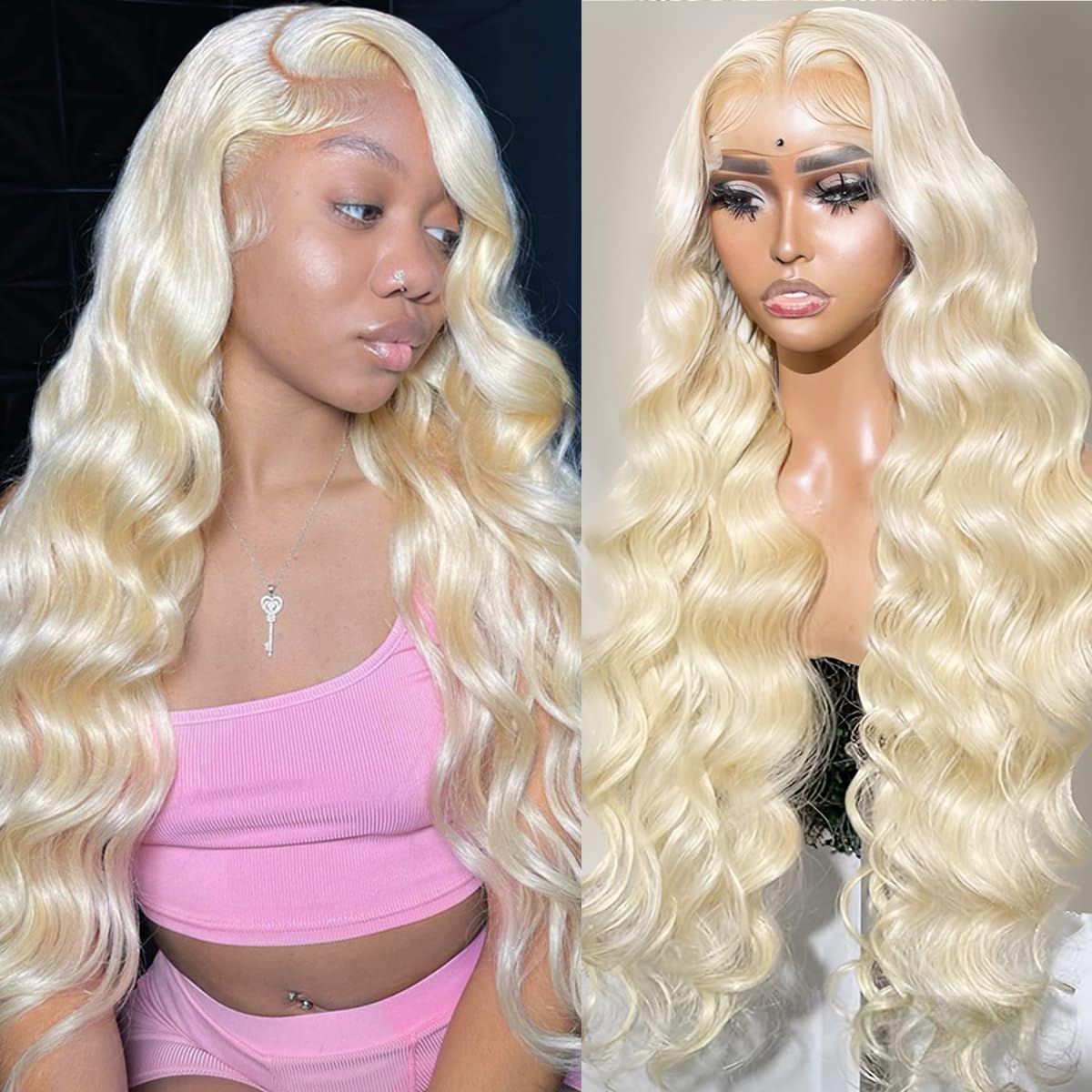Alimubi Hair 613 Lace Front Wig Human Hair 200 Density 613 13X6 Lace Front Wig Human Hair Body Wave 613 Hd Lace Frontal Wig (24